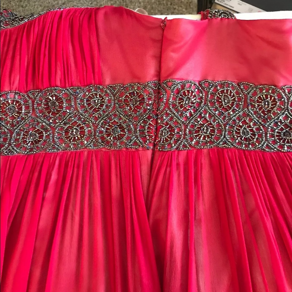 Adrianna Papell Cocktail Red Silk Dress Sz 6 - Picture 7 of 8